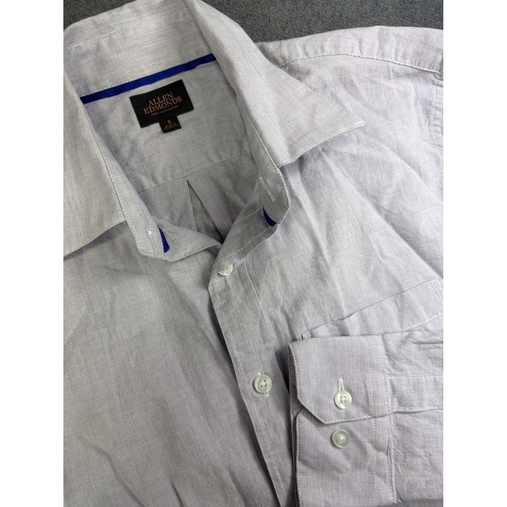 Allen Edmonds Button Up Shirt Mens Small Light Purple Stretch L/S Dress‎ Oxford